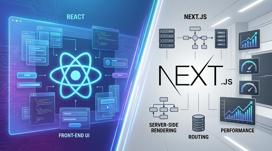 React یا Next.js ؟ بررسی تخصصی همراه با مثال واقعی